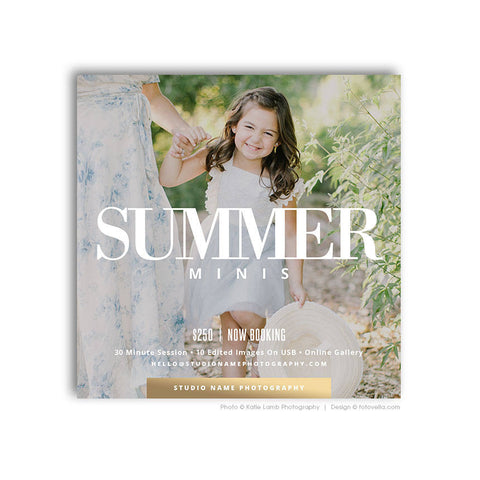 Summer Mini Session Marketing Card Template - Photography Marketing Card - SUMMER BREEZE 4 - 1663