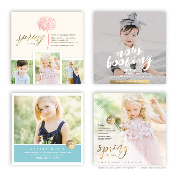 Spring Mini Session Promo Digital Marketing Board - For Photographers - Photoshop Required - 4 PACK BUNDLE - 1654