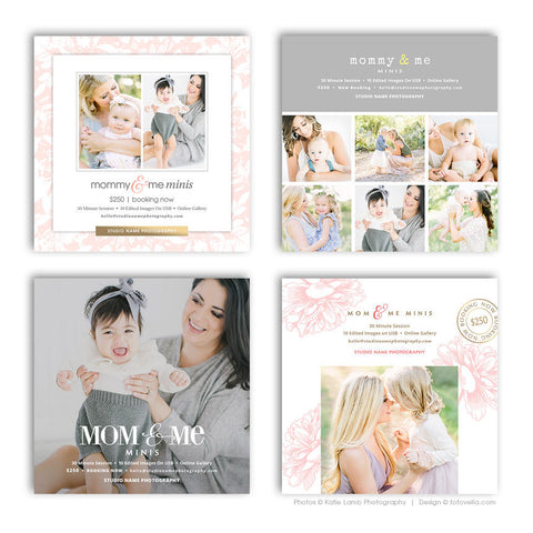 Mommy & Me Minis - Mother's Day Photo Session - Digital Marketing Board - BUNDLE 4 Pak - MOM and ME - 1659