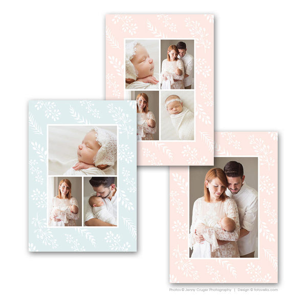 Birth Announcement Card Photoshop Template - 5x7 Photo Card Template - BABY GRACE - 1665
