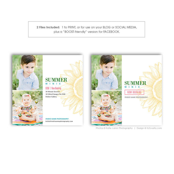 Summer Mini Photo Session Marketing Card - Digital Marketing Card - SUMMER BREEZE 2 - 1661