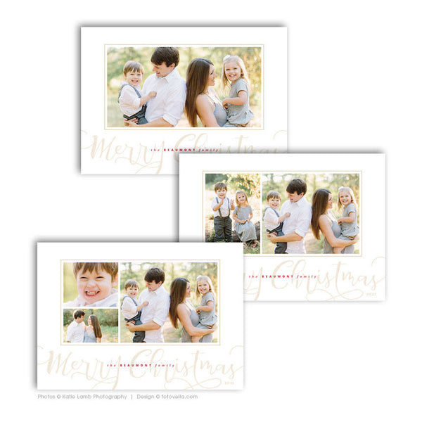 Christmas Card Photoshop Template for Photographers - 7x5 Flat Card - LOVE'S PURE Light - 1609