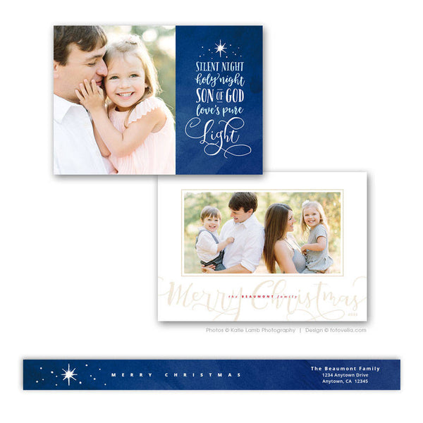 Christmas Card Photoshop Template for Photographers - 7x5 Flat Card - LOVE'S PURE Light - 1609