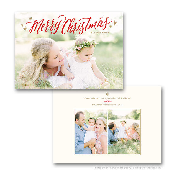 Christmas Photo Card Template Bundle - Photoshop Template for Photographers - Four (4) Cards - 1672