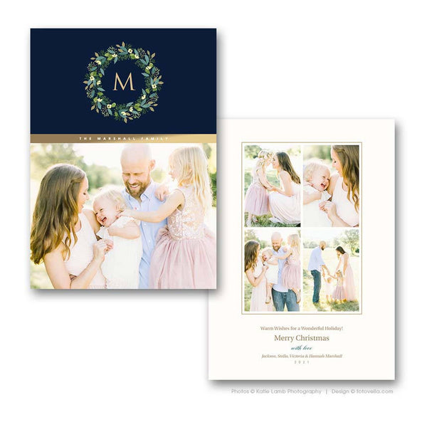 Christmas Photo Card Template Bundle - Photoshop Template for Pro Photographers - Four (4) Cards - 1676