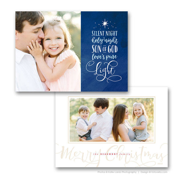 Christmas Card Photoshop Template for Photographers - 7x5 Flat Card - LOVE'S PURE Light - 1609