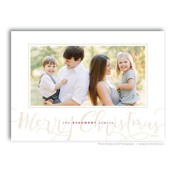 Christmas Card Photoshop Template for Photographers - 7x5 Flat Card - LOVE'S PURE Light - 1609