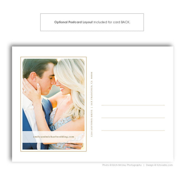 Save The Date Card Photoshop Template - Engagement Announcement Template - For Photographers - Photoshop Required - EMILY & MICHAEL - 1689