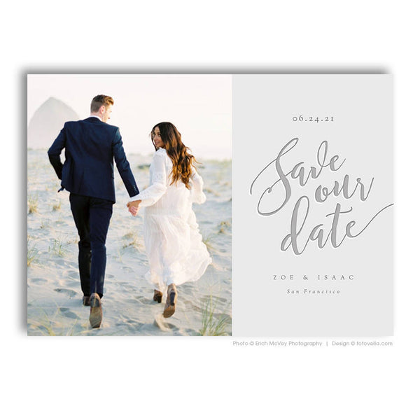 Save The Date Card Photoshop Template - Engagement Announcement Template - For Photographers - Photoshop Required - ZOE & ISAAC - 1690