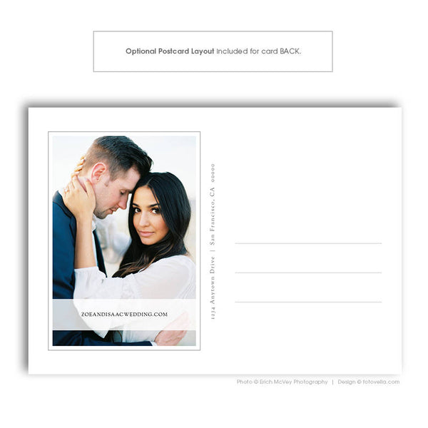 Save The Date Card Photoshop Template - Engagement Announcement Template - For Photographers - Photoshop Required - ZOE & ISAAC - 1690