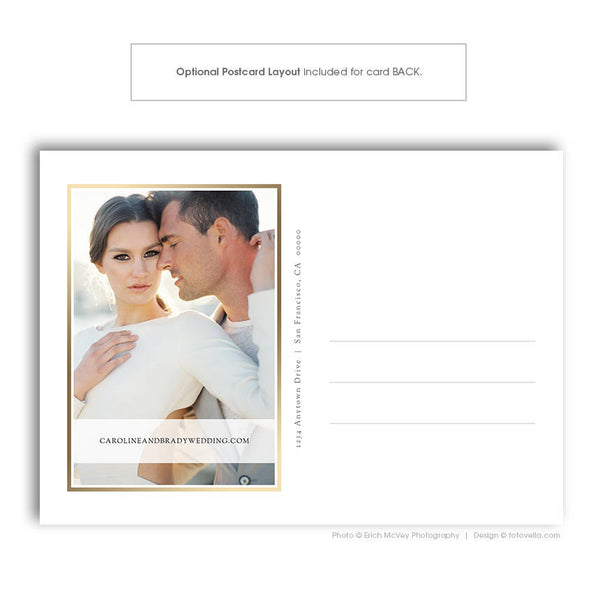 Save The Date Card Photoshop Template - Engagement Announcement Template - For Photographers - Photoshop Required - CAROLINE & BRADY - 1691