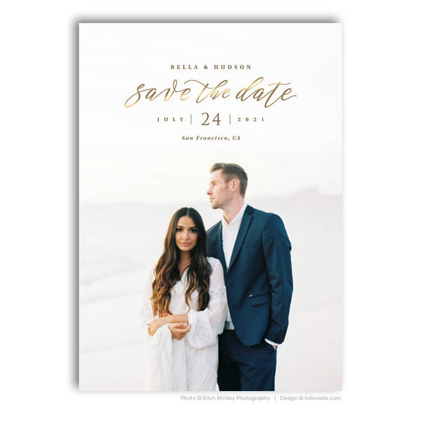 Wedding Announcement - Save The Date Card Photoshop Template - For Photographers - Photoshop Required - BELLA & HUDSON - 1692