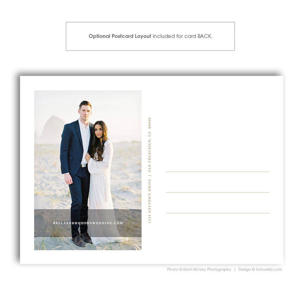 Wedding Announcement - Save The Date Card Photoshop Template - For Photographers - Photoshop Required - BELLA & HUDSON - 1692