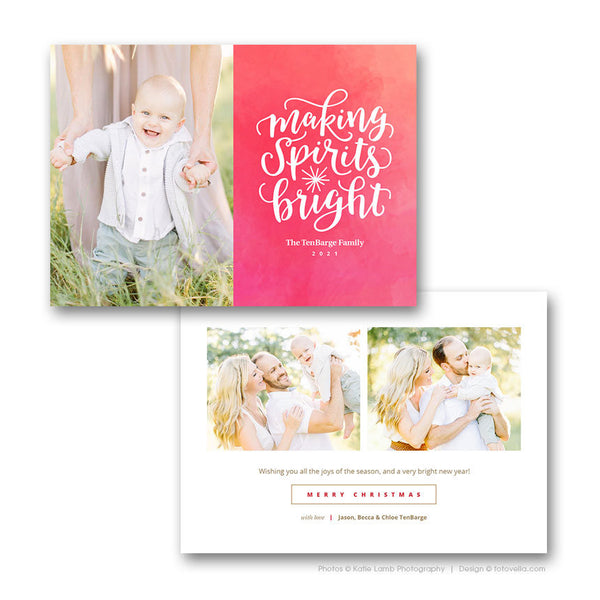 Christmas Photo Card Template Bundle - Photoshop Template for Photographers - Four (4) Cards - 1672