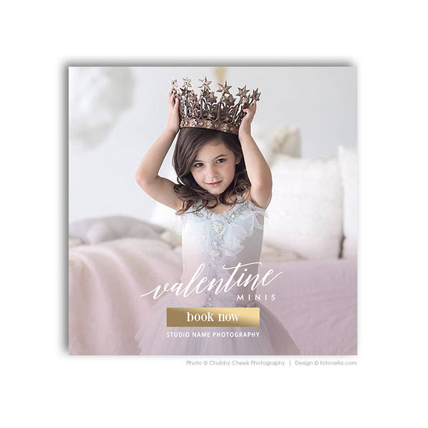 Valentine's Day Mini Session Marketing Template - Valentine's Sessions Digital Social Media Promo Card - QUEEN OF HEARTS - 1697