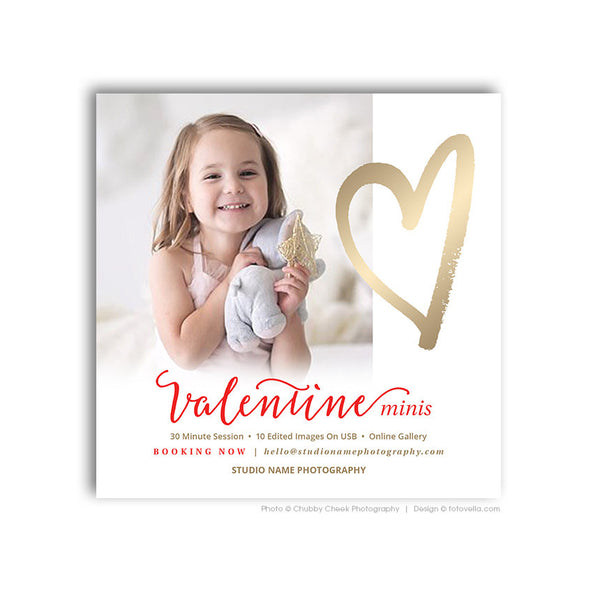 Valentine's Day Mini Session Marketing Templates - Valentine's Sessions Digital Social Media Promo Card - 4 PAK BUNDLE - 1698