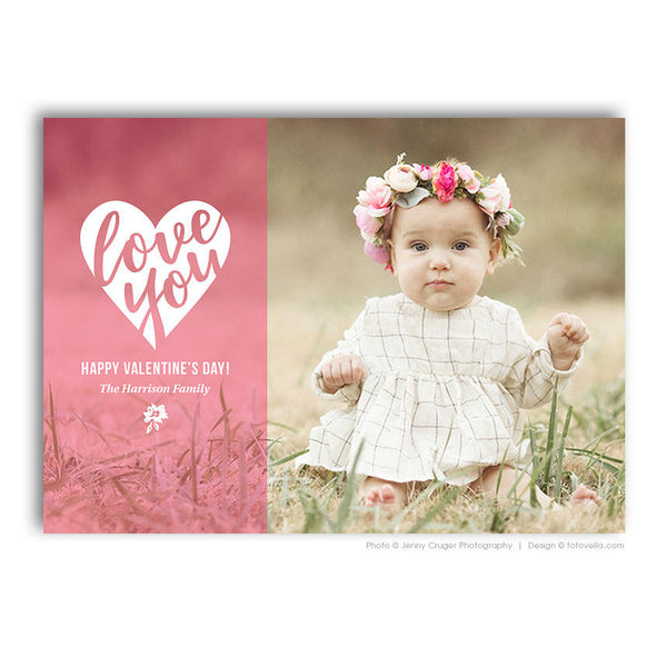 Valentine's Day Photo Card Template - For Photographers - Photoshop Required - LOVE YOU - 1699