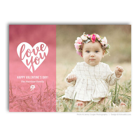 Valentine's Day Photo Card Template - For Photographers - Photoshop Required - LOVE YOU - 1699