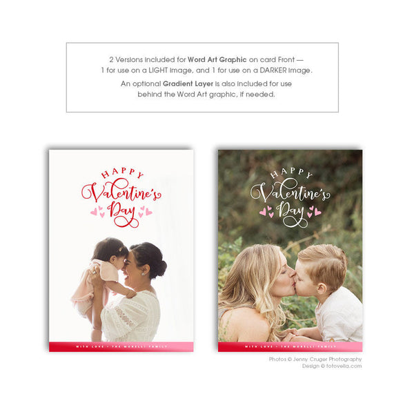 Valentine's Day Photo Card Template - For Photographers - Photoshop Required - HAPPY VALENTINES DAY - 1702