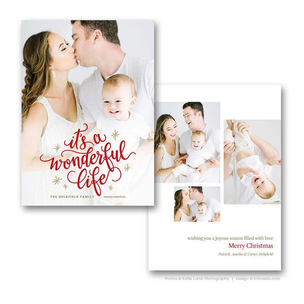 Christmas Photo Card Template Bundle - Photoshop Template for Pro Photographers - Four (4) Cards - 1676