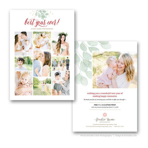 Photographer Thank You Card Template - Year End Thank You - Holiday Card - New Year Card - For Pro Photographers - BEST YEAR EVER - 1682