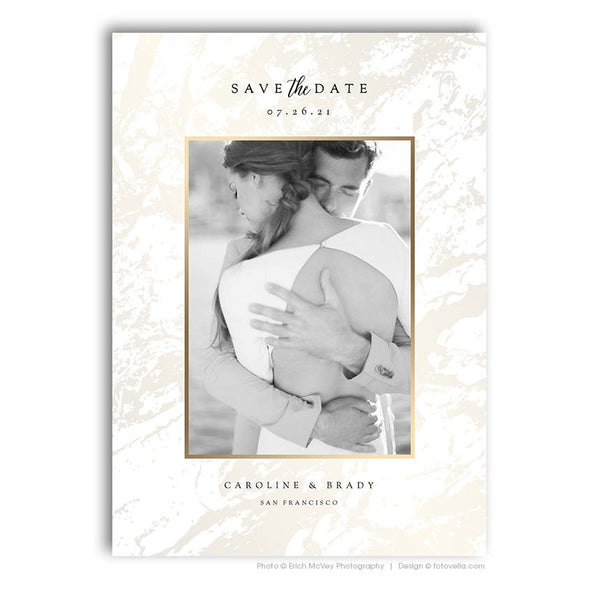 Save The Date Card Photoshop Template - Engagement Announcement Template - For Photographers - Photoshop Required - CAROLINE & BRADY - 1691