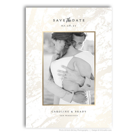 Save The Date Card Photoshop Template - Engagement Announcement Template - For Photographers - Photoshop Required - CAROLINE & BRADY - 1691