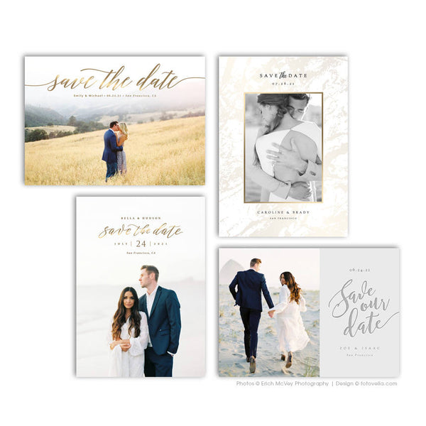 Wedding Announcement - Save The Date Card Photoshop Template - For Photographers - Photoshop Required - 4 PAK BUNDLE - 1693