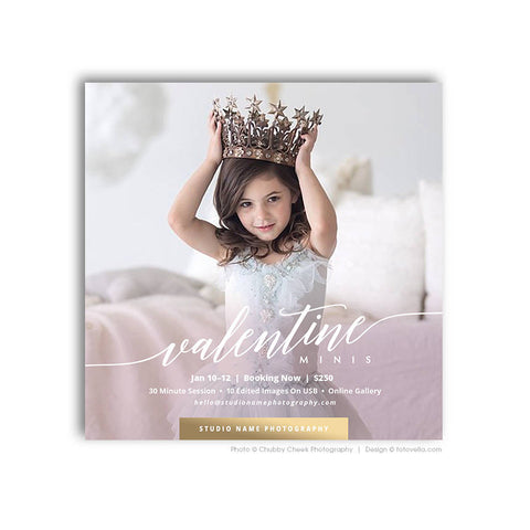 Valentine's Day Mini Session Marketing Template - Valentine's Sessions Digital Social Media Promo Card - QUEEN OF HEARTS - 1697