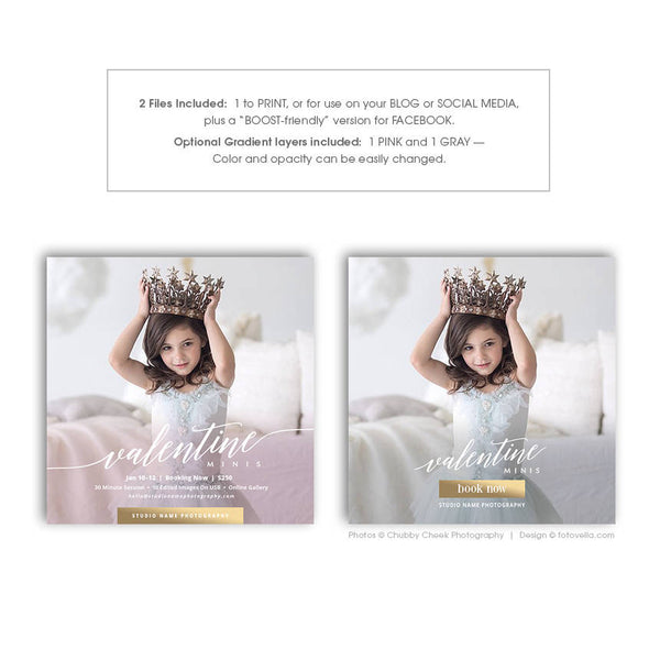 Valentine's Day Mini Session Marketing Template - Valentine's Sessions Digital Social Media Promo Card - QUEEN OF HEARTS - 1697