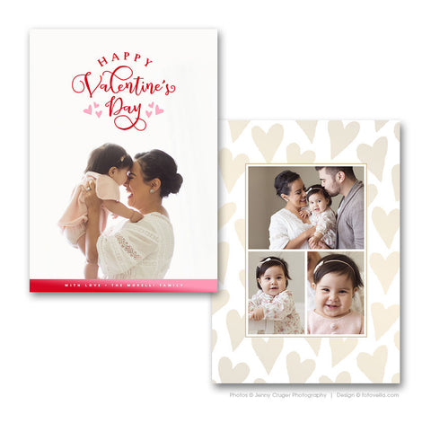 Valentine's Day Photo Card Template - For Photographers - Photoshop Required - HAPPY VALENTINES DAY - 1702