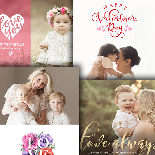 Valentine's Day Photo Card Templates - For Photographers - Photoshop Required - 4 PAK BUNDLE - 1703
