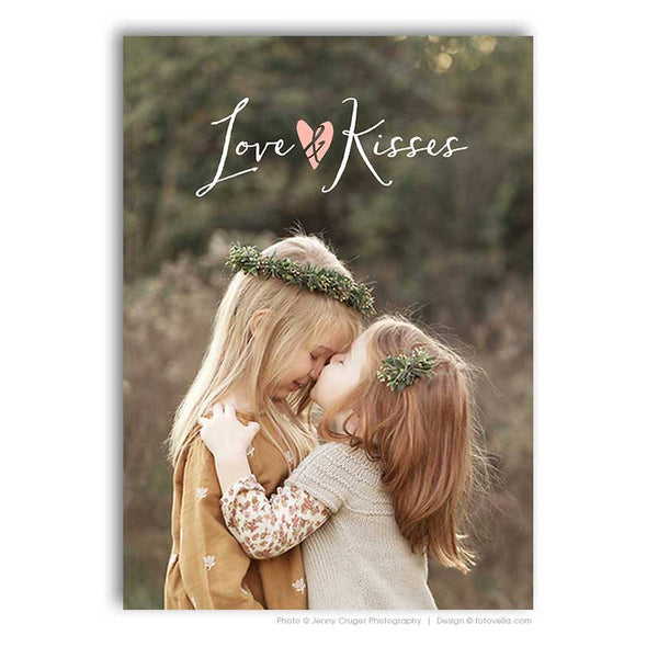 Valentine's Day Photo Card Template - For Photographers - Photoshop Required - LOVE & KISSES - 1704