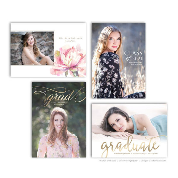 Senior Graduation Card Template - Senior Open House Announcement - For Photographers - Photoshop Required - 4 PAK #1 - 1718