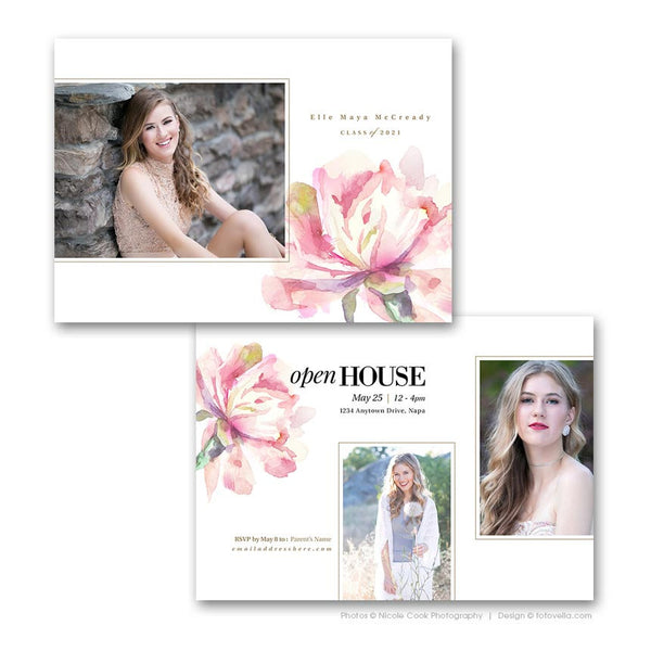 Senior Graduation Card Template - Senior Open House Announcement - For Photographers - Photoshop Required - 4 PAK #1 - 1718