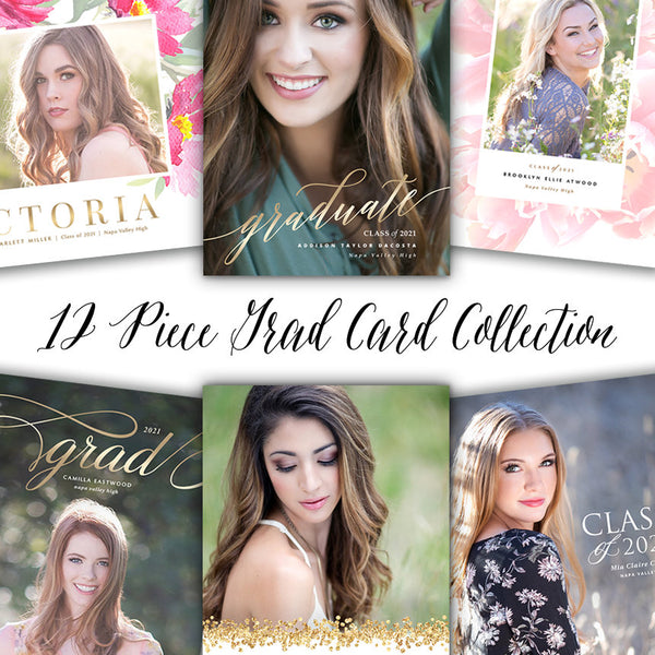Senior Graduation Card Template - Senior Open House Announcement - For Photographers - Photoshop Required - 12 PACK - 1721