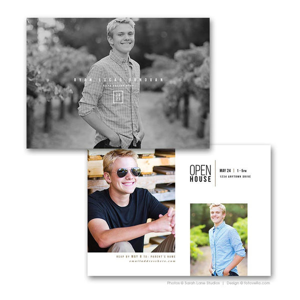 Senior Graduation Announcement Card Photoshop Template - RYAN - 1723