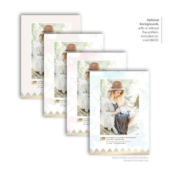 Senior Graduation Announcement Template - High School Senior Graduation Card Photoshop Template for Photographers - SAFFRON - 1509