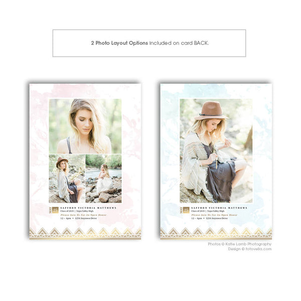 Senior Graduation Announcement Template - High School Senior Graduation Card Photoshop Template for Photographers - SAFFRON - 1509