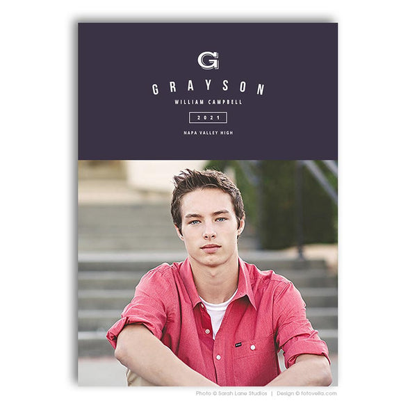 Senior Graduation Announcement Card Photoshop Template - GRAYSON - 1724
