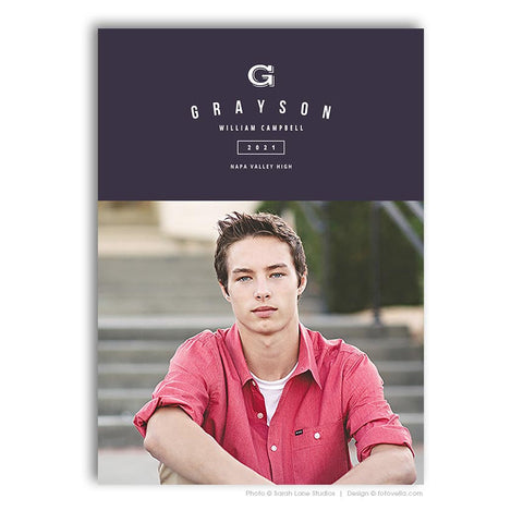 Senior Graduation Announcement Card Photoshop Template - GRAYSON - 1724