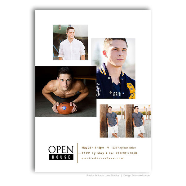 High School Senior Graduation Announcement Card Photoshop Template - MICHAEL - 1725