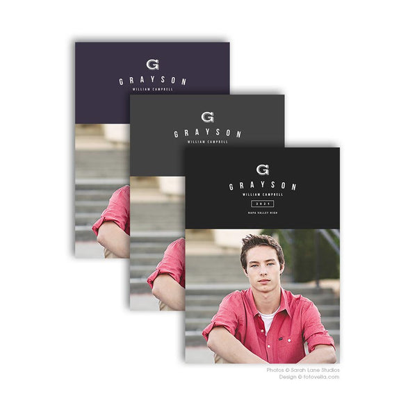 Senior Graduation Announcement Card Photoshop Template - GRAYSON - 1724