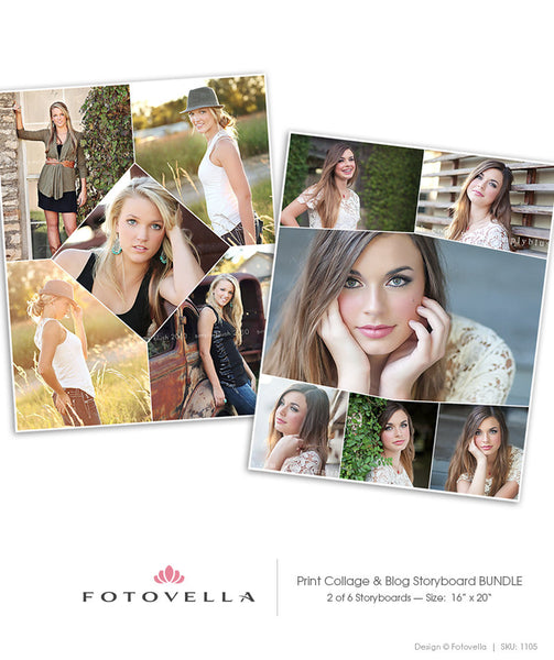 16x20 Print Collage Templates - Blog Board Templates - 6 Pack Bundle - 1105