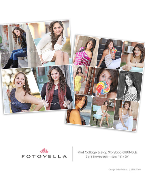 16x20 Print Collage Templates - Blog Board Templates - 6 Pack Bundle - 1105