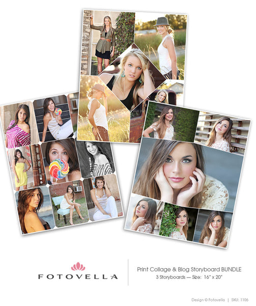 Print Collage Blog Storyboard Photoshop Templates - 3 Pack Bundle - 1106