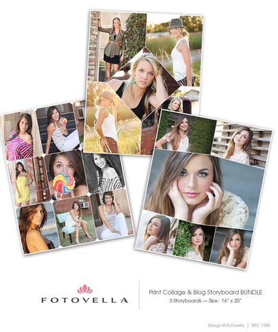 Print Collage Blog Storyboard Photoshop Templates - 3 Pack Bundle - 1106