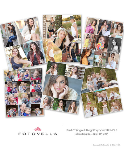 16x20 Print Collage Templates - Blog Board Templates - 6 Pack Bundle - 1105