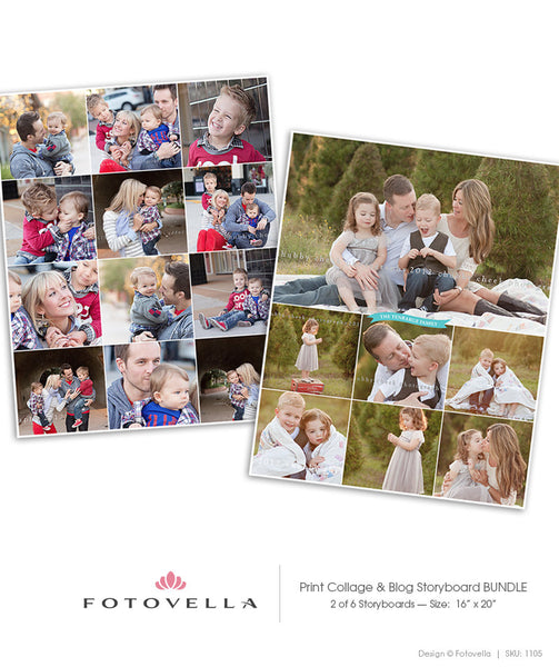 16x20 Print Collage Templates - Blog Board Templates - 6 Pack Bundle - 1105