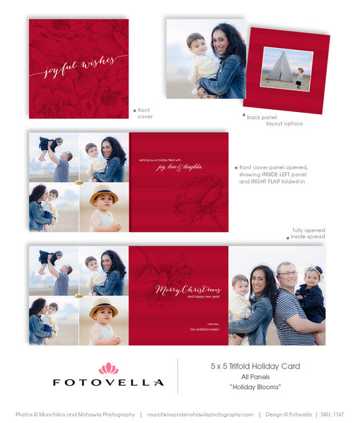 Holiday Card 5X5 Trifold - Photoshop Template  - 1167